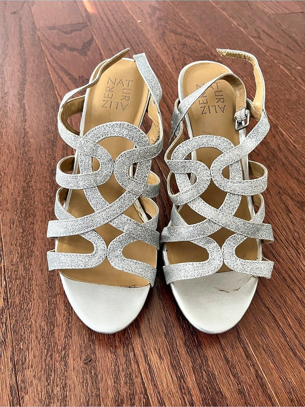 Naturalizer Cameron Silver Glitter Heels